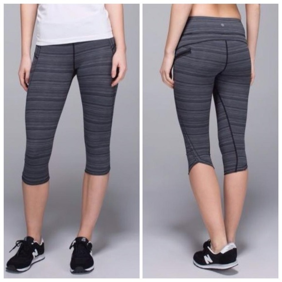 lululemon athletica Pants - Lululemon Top Speed Cyber Stripe Coal Crop 4